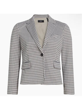 THEORY Micro Houndstooth Blazer Gray White Plaid Suit Jacket Size 2 MSRP $475